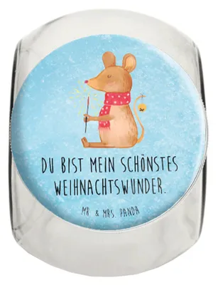 Produktbild von Mr. & Mrs. Panda Teedose Maus Weihnachten XL 2000ml - Eisblau - Geschenk, Vorratsglas, Mäuschen, Kaffeedose, Müsli Glas, Weihnachtsgruß, Weihnachtsmotiv, Bonboniere