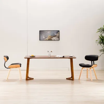 Produktbild von The Living Store Esszimmerstühle 2 Stk. Schwarz Bugholz und Kunstleder