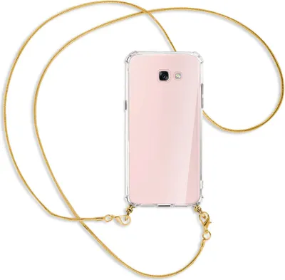 Produktbild von Handykette Backcover-Schutzhülle mit Band (Metall goldfarben) für Samsung Galaxy A7 2017 - goldfarbene Kette Snake