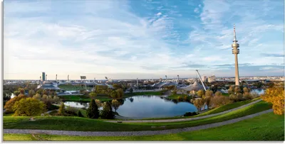 Produktbild von ARTland Glasbild Olympiapark in München Größe: 100x50 cm