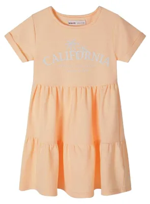 Produktbild von Minoti - Kleid für Mädchen, Gestaffelter Saum, kurzärmlig MN326 (128) (Orange)