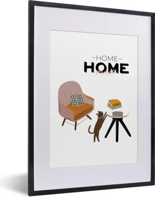 Produktbild von MuchoWow® MuchoWow® Gerahmtes Poster Sprichwörter - Zitate - "Trautes Heim, Glück allein". 30x40 cm - Poster mit zchwarzem Bilderrahmen - Wandposter Schlafzimmer