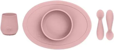 Image de Set de repas en silicone pour bébés à partir de 4 mois, rose