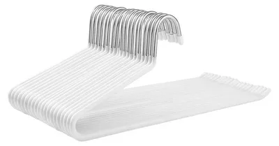 Zdjęcie produktu dla Wieszaki do spodni – zestaw 20 metalowych wieszaków do ubrań z klipsami – białe – 38 x 13 cm