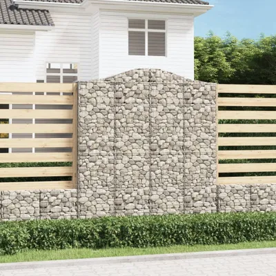 Produktbild von HOMMIE Gabionenkörbe - Moderne und langlebige - Gabionen mit Hochbogen - 5 Stk. 200x50x220/240cm Verzinktes Eisen DE850931 - Beete
