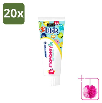 Produktbild von 20 x Sence Kindertandpasta 3-8 Jahre - Erdbeergeschmack - Vegan - 75 ml - Sparpackung - 20 Stücke