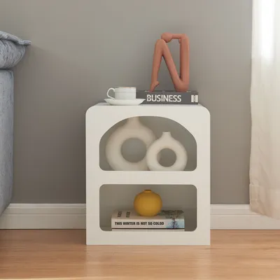 Produktbild von en.casa® 2er Set Beistelltisch, Weiß, MDF, Vågå, 45x40x30 cm, einfacher Aufbau, pflegeleicht