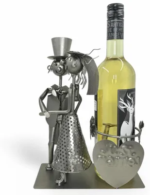 Flessenhouder Bruidspaar, Metall, 28 cm, für Wein & Champagner
