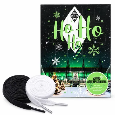 Produktbild von Borussia Mönchengladbach Premium Adventskalender mit Poster Weihnachtskalender + Fan-Schnürsenkel 1#, 2#, KI-generiertes Bild