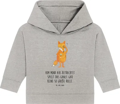 Produktbild von Mr. & Mrs. Panda Organic Baby Hoodie Fuchs Lord 24. - 36. Monat - Heather Grey - Geschenk, Mond, Schick, Motivation Spruch, Cocktail, Lustig, Neugierig, Kapuzenshirt