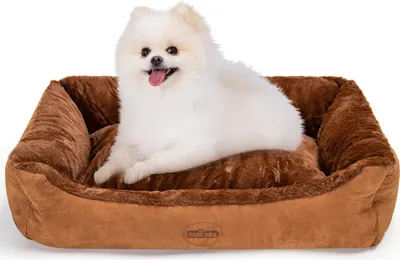 Produktbild von Nobleza Orthopädisches Hundebett Kleine Hunde, Hundekissen Flauschig und Weich, Hundekorb Waschbar Welpen, Hundesofa Rutschfest, M, 75x50x20CM