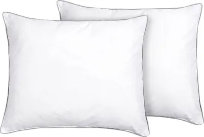 Produktbild von BELIANI Kopfkissen 2er Set Weiß Baumwollbezug 50 x 60 cm Niedrig mit Mikrofaser- und Polyester-Füllung Rechteckig Weich Bettkissen für Allergiker