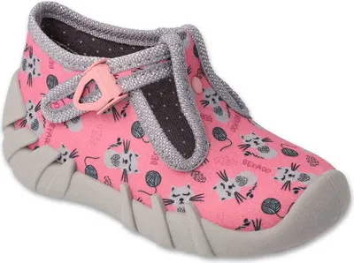 Produktbild von Mädchen Hausschuhe Befado 110N484 Rosa mit Katzen, Schnalle