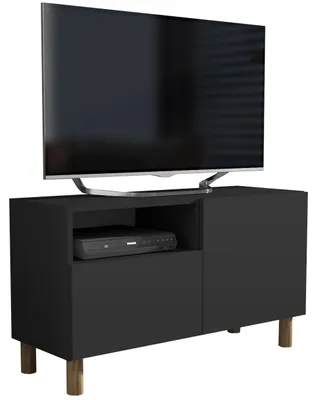 Produktbild von RTV-Sideboard 100 cm schwarz matt auf Füßen Eiche