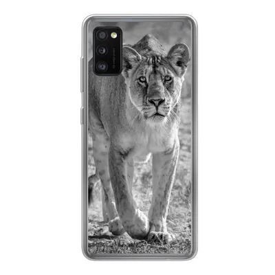 Produktbild von MuchoWow® Handyhülle Schutzhülle Hülle für Samsung Galaxy A41 Löwe - Schwarz - Weiß Silikon Softcase Handy Hülle - Mobiltelefon