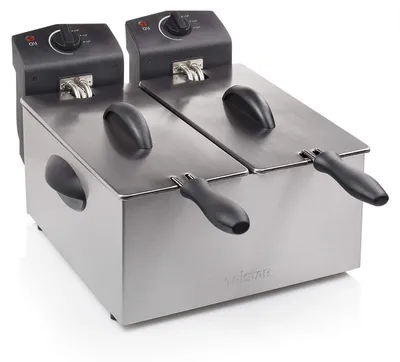 Productafbeelding van Tristar FR-6937, Friteuse, 6 liter, 190 °C, Dubbel, Zwart, Roestvrij staal, Draaibaar