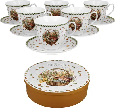 Image de DUO | Tasse à café avec soucoupe - Mug - 250 ml - Lot de 6 - Coloré - Tasse à thé - Porcelaine - Boîte cadeau