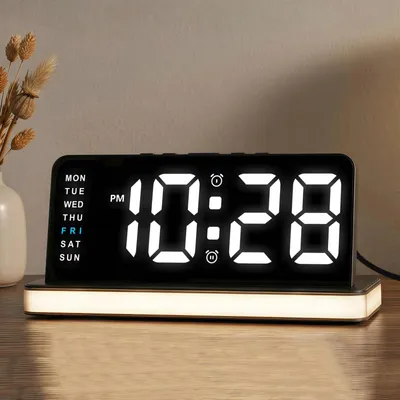Digitale Wecker mit großen Ziffern, Alarm, Datum, Temperatur, Dimmer, USB