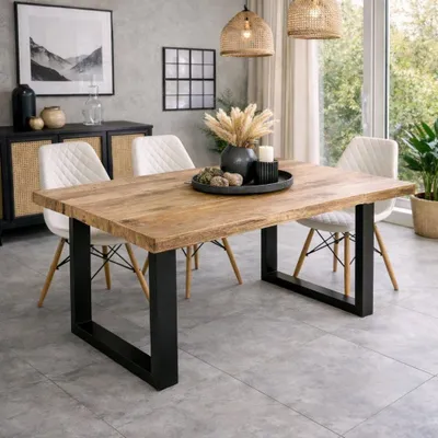 Produktbild von Esstisch CRAFT 160cm Mango natur  Massivholz Metall Kufengestell