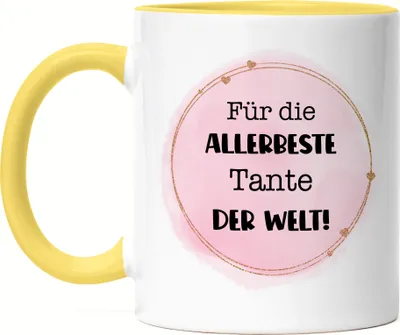 Produktbild von Für die allerbeste Tante der Welt Tasse Gelb Tante Patentante Geburtstag Weihnachten