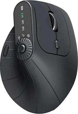 Obrázek produktu pro ZELURXX Ergonomická vertikální bezdrátová myš Bluetooth 5.1, 2,4G+BT, LED displej, více zařízení, 2400 DPI, typ C, více tlačítek, černá