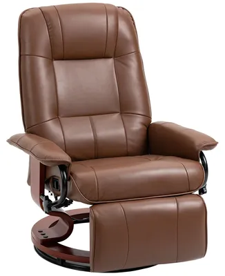 Image de Fauteuil téléviseur, fauteuil relax en similicuir, fauteuil inclinable à 360° et inclinable jusqu'à 145°, couleur marron. Base en bois. Capacité maximale : 120 kg. Dimensions : 78 x 87 x 100 cm
