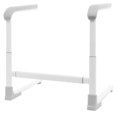Produktbild von Aufstehhilfe Handlauf - Freistehende Stützgriffhilfe - 150 kg Tragkraft - Verstellbar 59–64×65–70 cm - Kohlenstoffstahl - Für Schlafzimmer und Toilette - Weiß/Grau