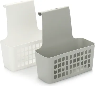 Produktbild von com-four® 2x Hängekorb, robuste Aufbewahrungsbox aus Kunststoff, Organizer für Küche, Bad und Kleiderschrank, stabiles & leichtes Einhängeregal für Türen