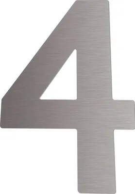 Produktbild von Hausnummer 4 - Höhe 120 mm, mit 2 Gewindenocken M5, Edelstahl
