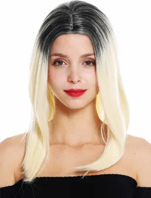 Produktbild von WIG ME UP Perücke lang glatt Mittelscheitel Ombre Schwarz Blond GFW2468-613+1