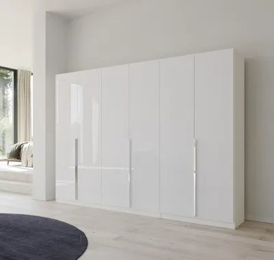 Produktbild von Kleiderschrank Drehtürenschrank Glamour | 6-türig | weiß Hochglanz / alpinweiß | 271x210