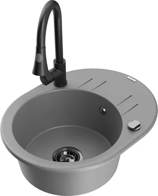 Produktbild von Mexen Kevin 1 Becken-Granitspüle mit Abtropffläche und Mischbatterie Elia, Grau - 6517-71-670101-70-B