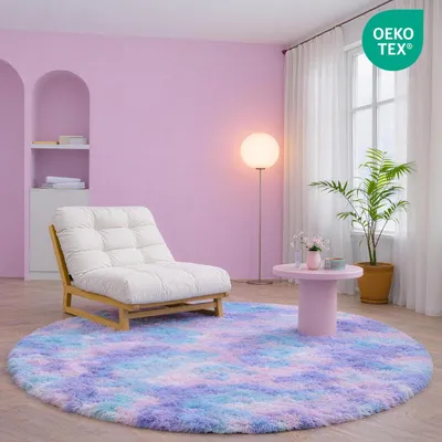 Productafbeelding van Vloerkleed Ø 120 cm, blauw-paars, voor woonkamer