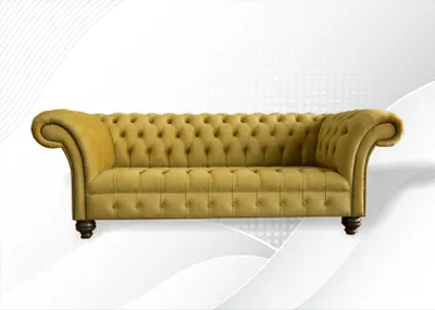 Obrázok produktu pre Chesterfield, trojsedacia pohovka, žltá, látka, dizajn Chesterfield, sedacie súpravy