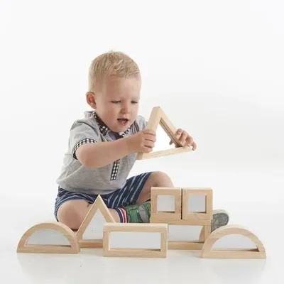 Obrázok produktu pre Tickit Large Mirror Blocks, 1 rok / roky, Akrylový, Kaučukovník, Drevo
