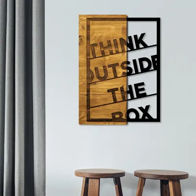 Produktbild von Wallity, Think Outside The Box, Wanddeko, Nussbaum, Metall, 42 x 58 cm