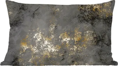 Produktbild von MuchoWow® Zierkissen Sofakissen Wohnzimmer Dekokissen 60x40 cm Gold - Grau - Schwarz - Vintage - Kopfkissen - Polster mit Foto
