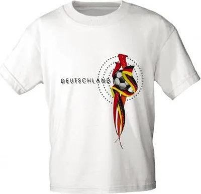 Produktbild von Kinder T-Shirt mit Print - Deutschland Fußball - 77629 - versch. Farben zur Wahl - Gr. 98-164 Color - weiß Größe - 152/164