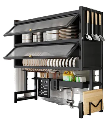 Produktbild von Geschirrabtropfgestell, Kohlenstoffstahl, multifunktionale Verwendung, Schwarz, 2-stufig-c
