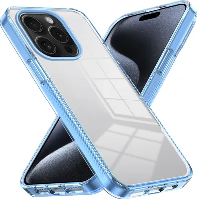 Produktbild von Hülle für iPhone 15 Pro Rutschfest Kristallklare Stoßfeste TPU Bumper Handyhülle Blau