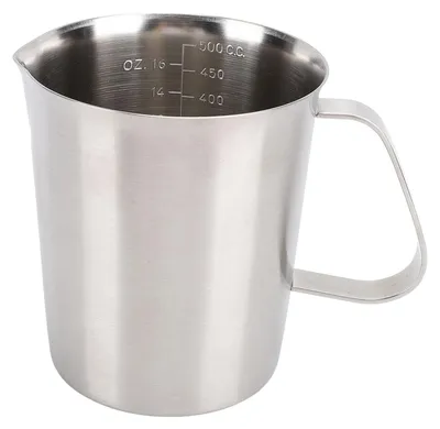 Image de Mesure graduée avec repères, bec verseur en acier inoxydable 304, pot à lait facile à nettoyer pour la cuisine, 500 ml