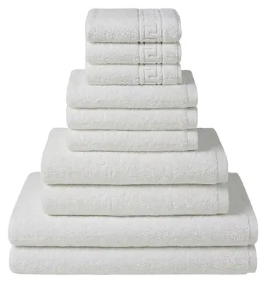 Image de Lot de 10 Serviettes 100% Coton 520/650 GSM Blanc Hôtel Premium