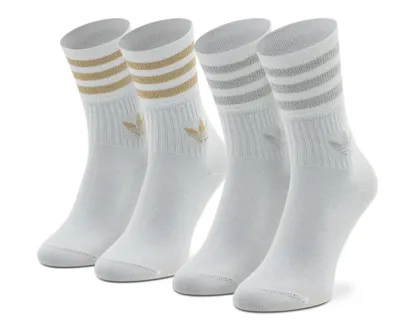 Produktbild von adidas Mid Cut Glitter Socken Gr. XL / 46-48 / 43-45 Gold Silber 2er-Pack Trefoil HK0300