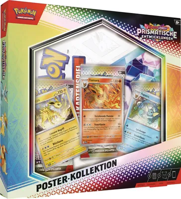 Produktbild von Pokémon-Sammelkartenspiel Poster-Kollektion Karmesin & Purpur – Prismatische Entwicklungen (3 Boosterpacks & 3 holografische Promokarten)