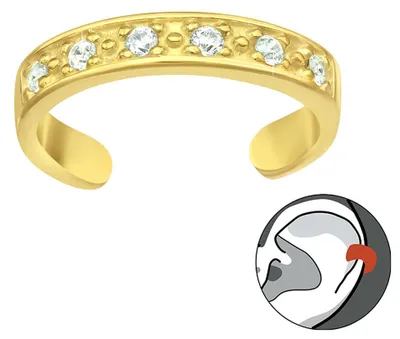 Produktbild von Goldene Ohrklemme aus Silber 925 und weißen Zirkonia