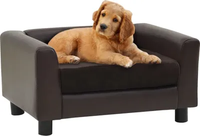 Image de 2025 cloris canapé pour chien Marron 60x43x30 cm peluche et similicuir - Lit pour chien Sale5250138 1parcel