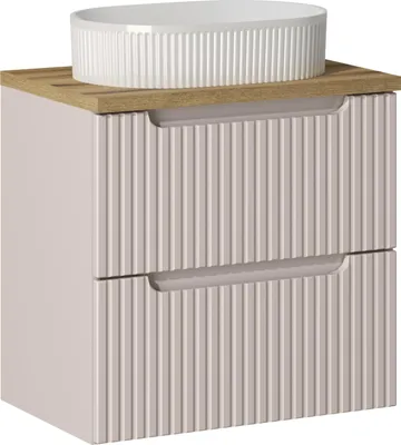 Produktbild von Badezimmerset 60 Cm Kaschmir Mit Sockelwaschtisch Und Arbeitsplatte Eiche