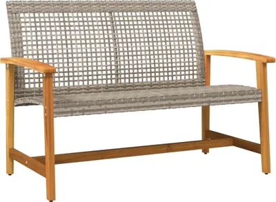 Produktbild von Gartenbank Grau 112 cm Poly Rattan und Akazienholz
