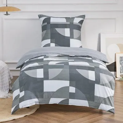 Immagine prodotto di Biancheria da letto 135x200 cm, 2 pezzi, microfibra, grigio, Oeko-Tex, cerniera