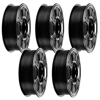 3D-Druckerfilament 1,75 mm PLA schwarz, 5 kg, 5 Spulen